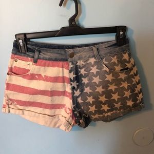 American Flag Jean Shorts